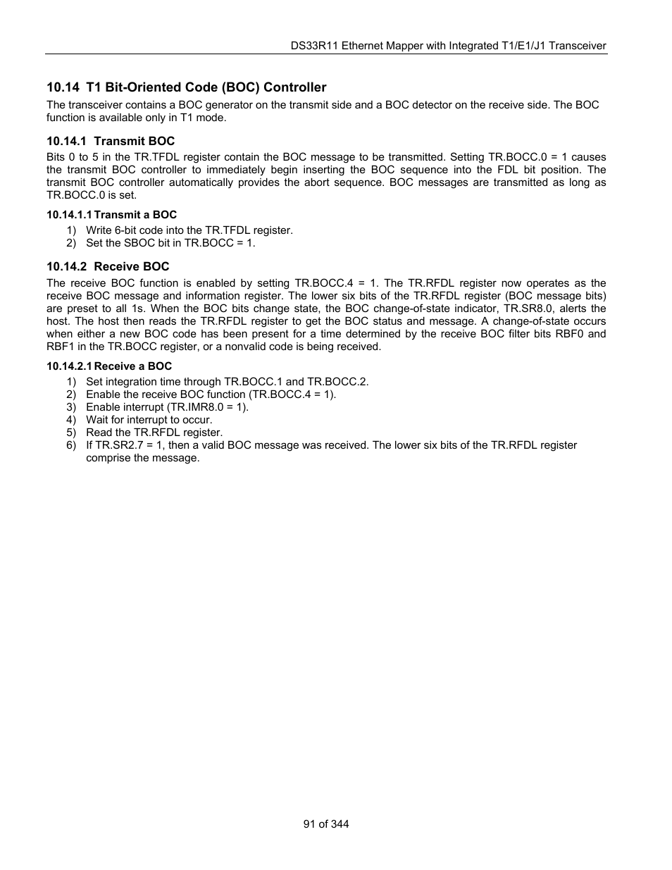 14 t1 bit-oriented code (boc) controller, 1 transmit boc, 1 transmit a boc | 2 receive boc, Receive a boc, T1 b, Riented, Boc) c, Ontroller, Transmit boc | Maxim Integrated DS33R11 User Manual | Page 91 / 344