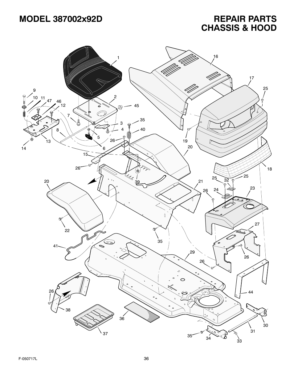 Chassis & hood | Murray 387002x92D User Manual | Page 36 / 52