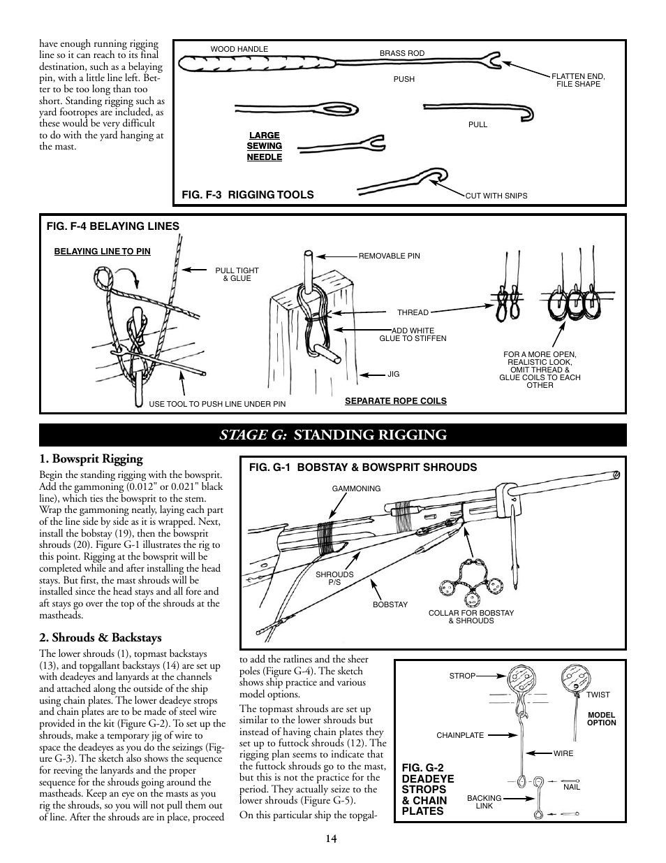 Stage g: standing rigging, Bowsprit rigging, Shrouds & backstays | Model Shipways 2003 User Manual | Page 14 / 24