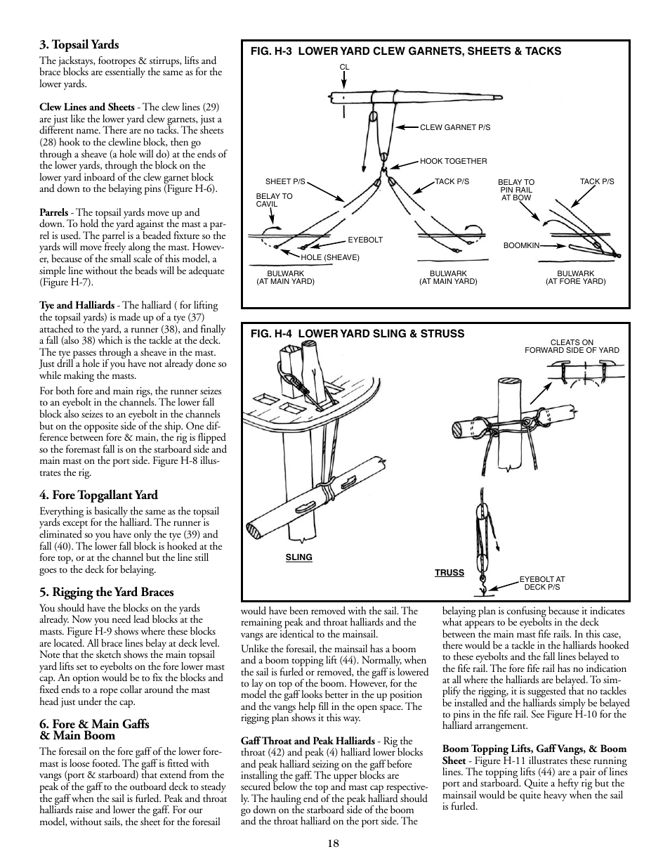 Topsail yards, Fore topgallant yard, Rigging the yard braces | Fore & main gaffs & main boom | Model Shipways 2003 User Manual | Page 18 / 24