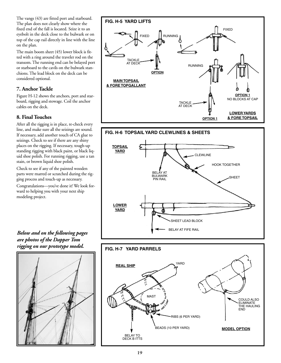 Anchor tackle, Final touches | Model Shipways 2003 User Manual | Page 19 / 24