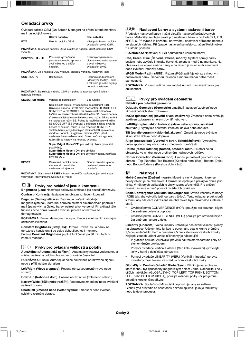 Ovládací prvky | Mitsubishi Motors Diamond Plus 230 SB User Manual | Page 10 / 50