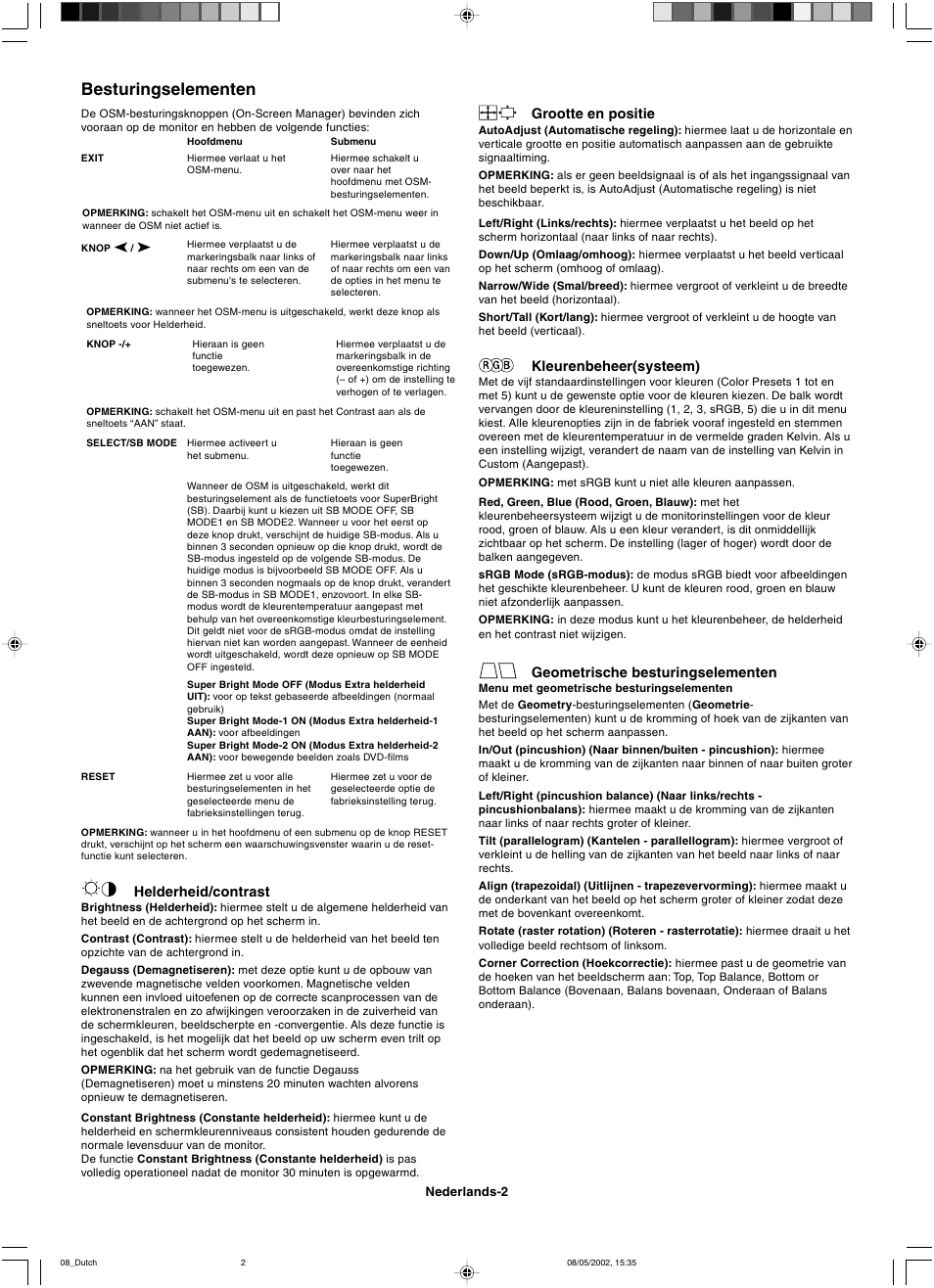 Besturingselementen | Mitsubishi Motors Diamond Plus 230 SB User Manual | Page 34 / 50