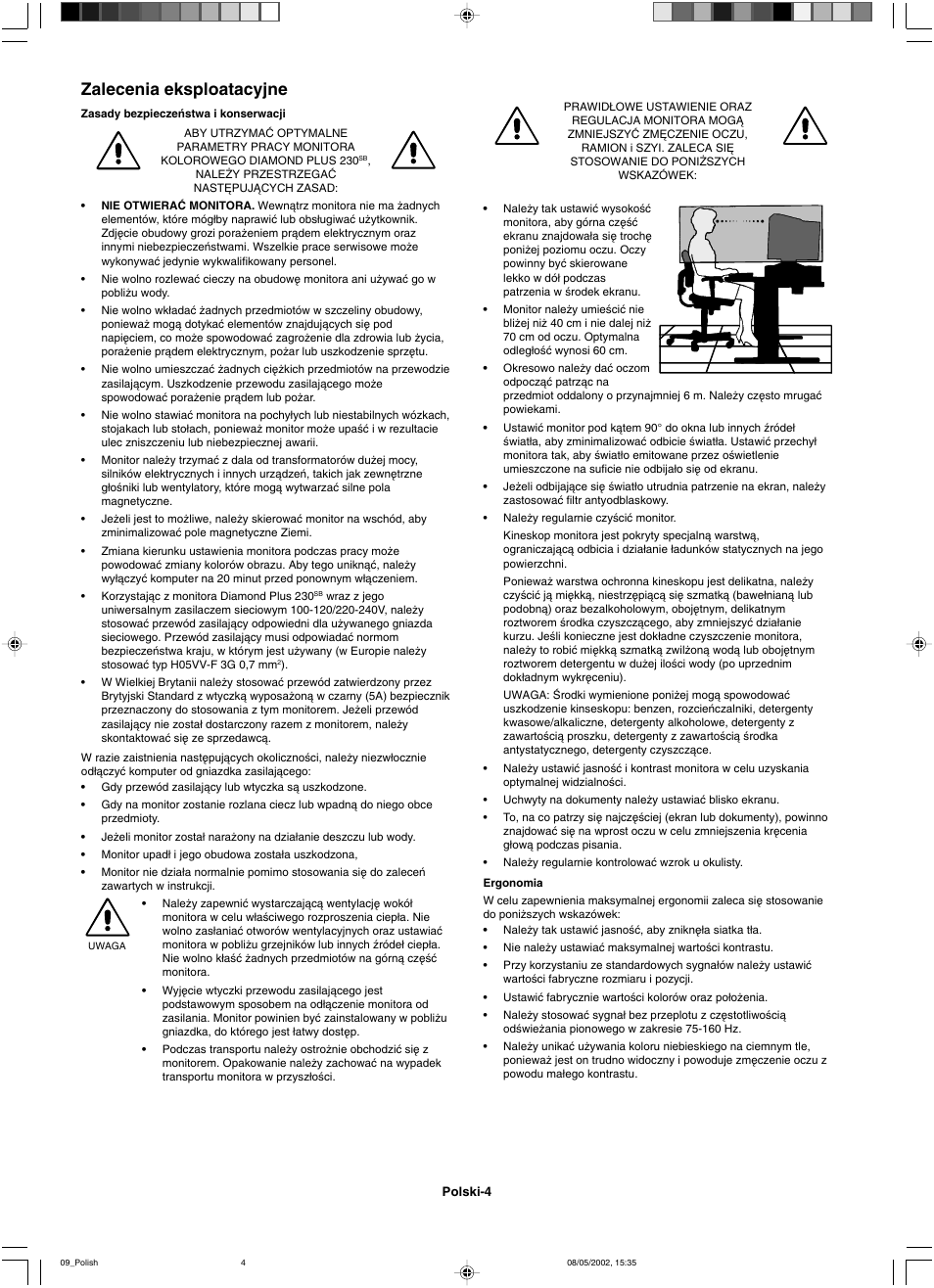 Zalecenia eksploatacyjne | Mitsubishi Motors Diamond Plus 230 SB User Manual | Page 40 / 50