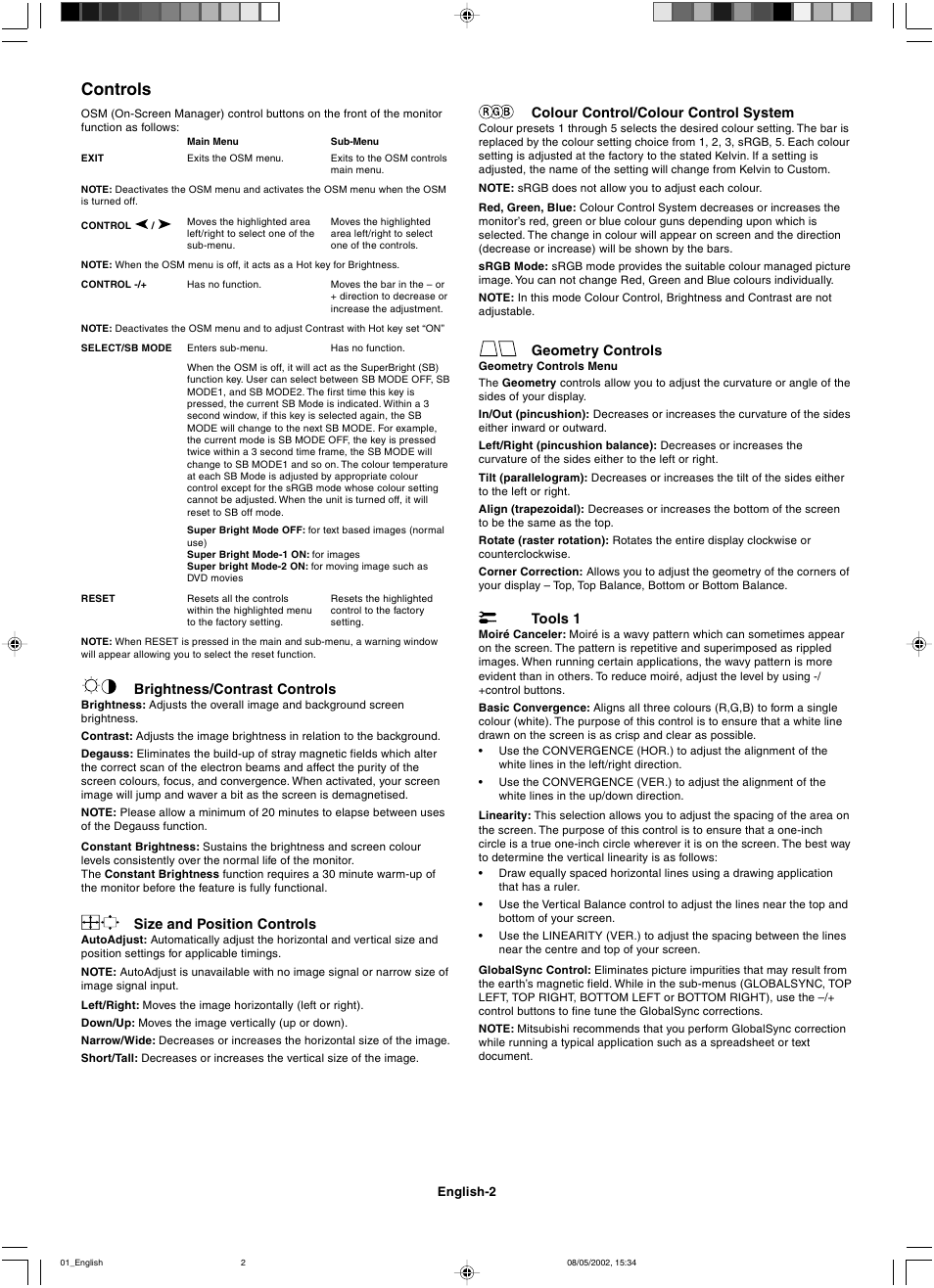 Controls | Mitsubishi Motors Diamond Plus 230 SB User Manual | Page 6 / 50