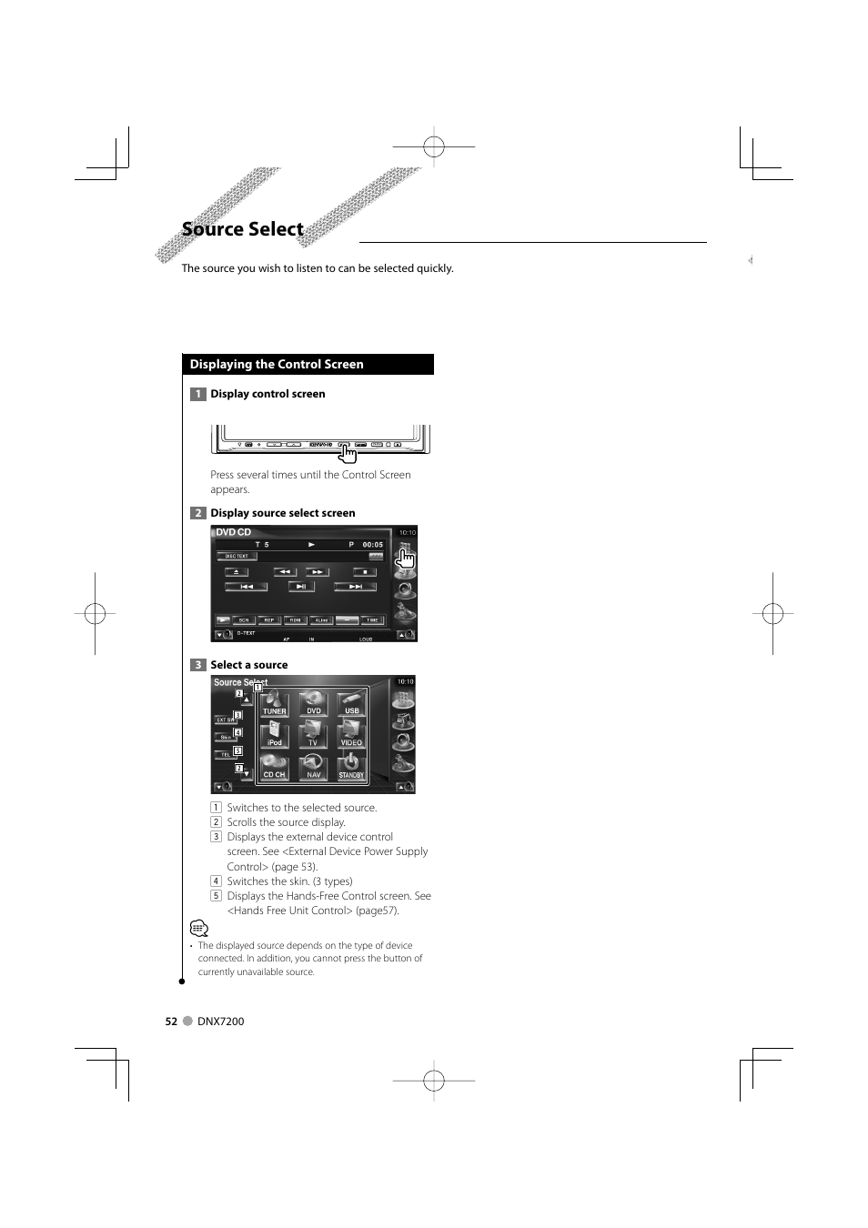 Source select | Mitsubishi Motors B64-3824-00/00 (MV) MZ360234EX (DNX7200ZM4) User Manual | Page 52 / 100