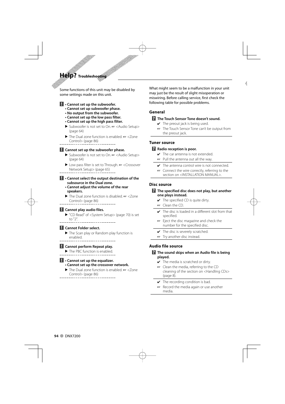 Help | Mitsubishi Motors B64-3824-00/00 (MV) MZ360234EX (DNX7200ZM4) User Manual | Page 94 / 100