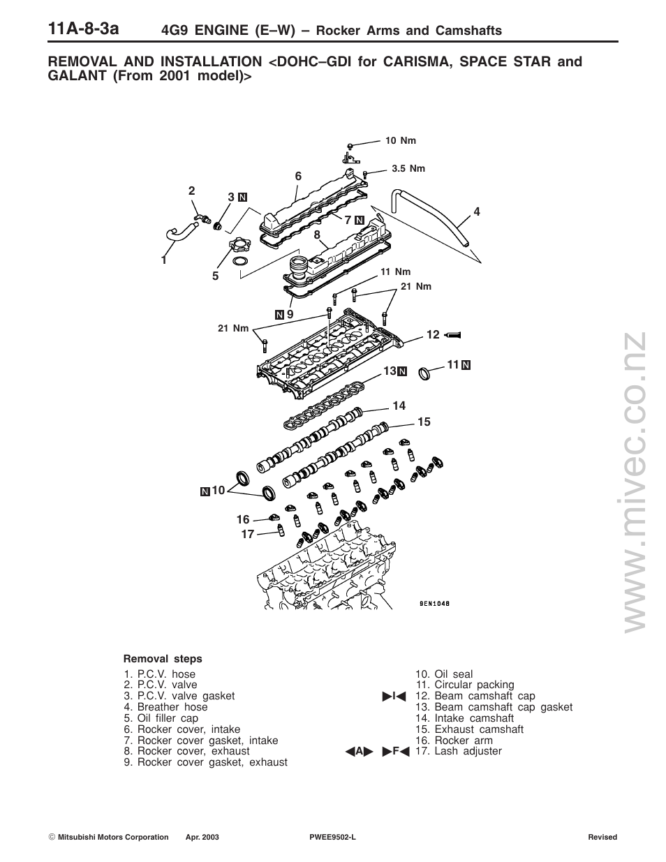 11a-8-3a, 4g9 engine (e–w) | Mitsubishi Motors 4G9 User Manual | Page 103 / 171