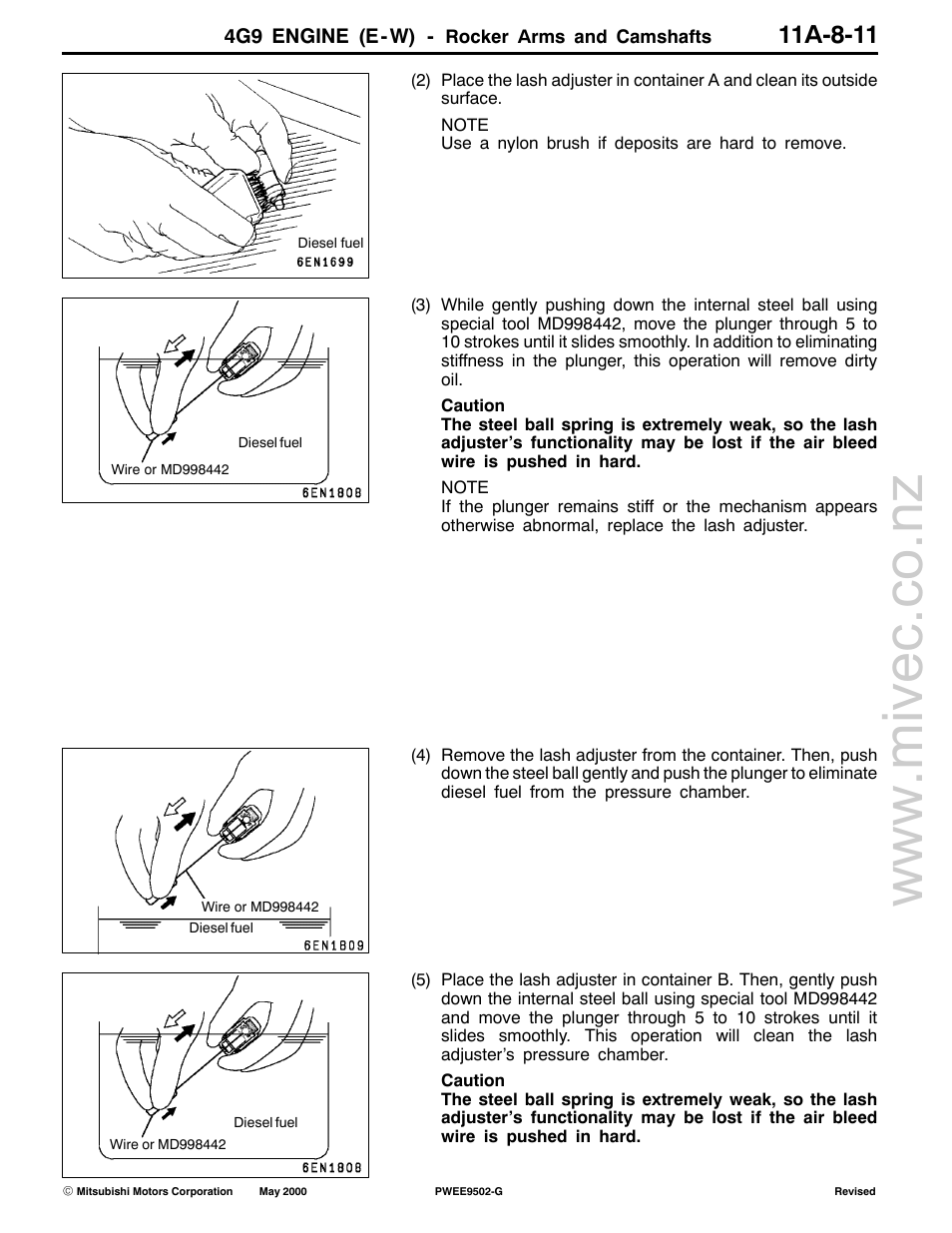 4g9 engine (e-w) | Mitsubishi Motors 4G9 User Manual | Page 114 / 171