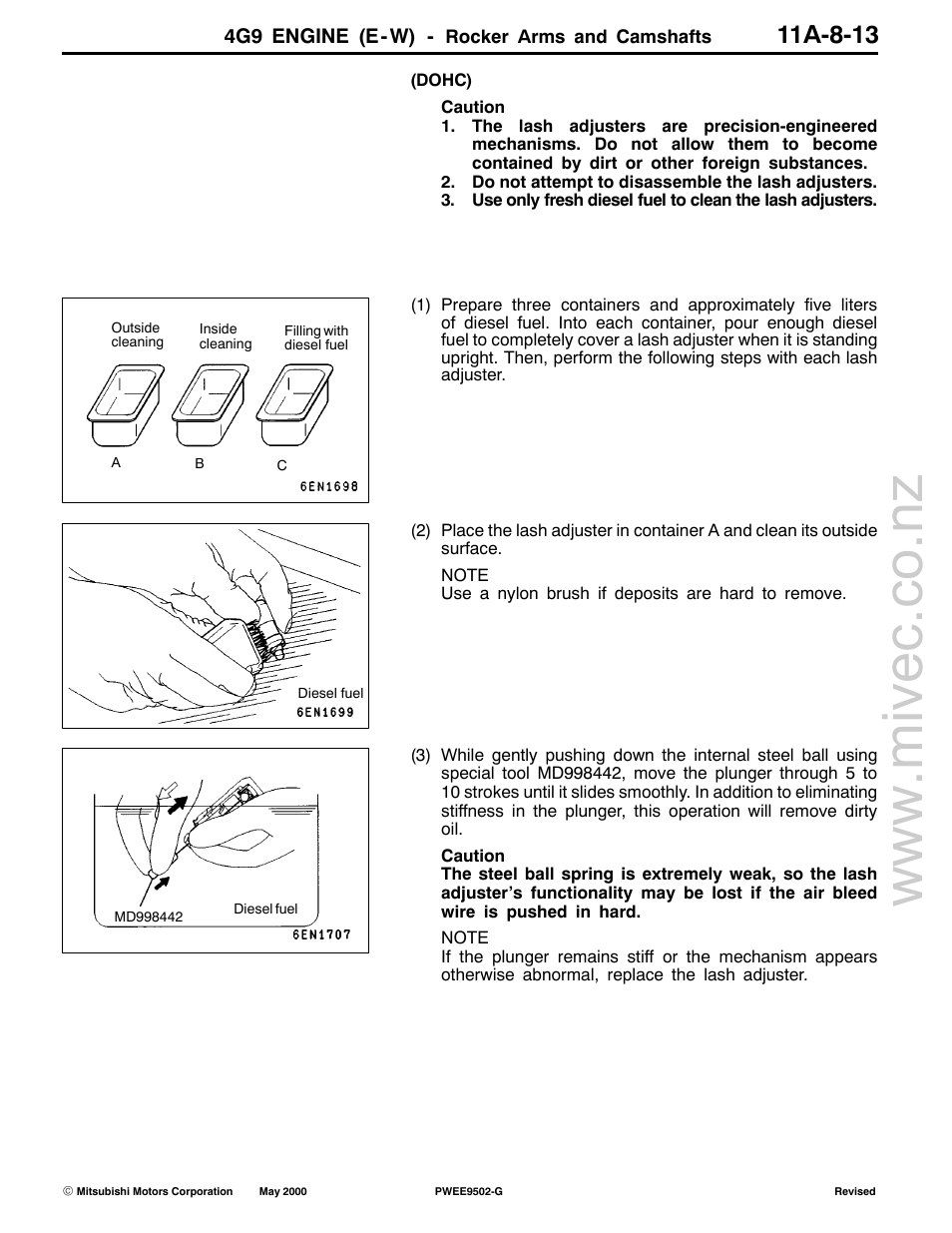 4g9 engine (e-w) | Mitsubishi Motors 4G9 User Manual | Page 116 / 171