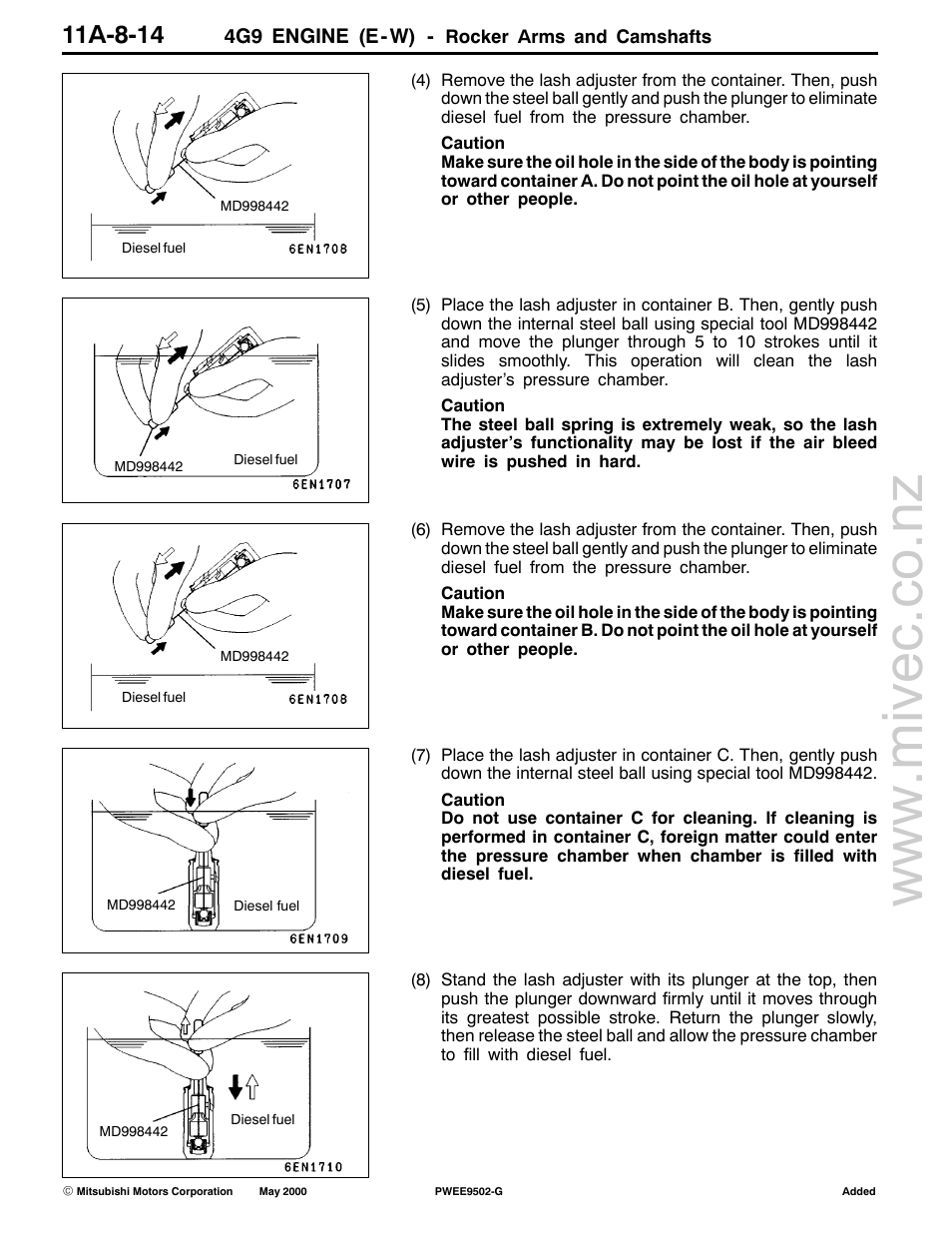 4g9 engine (e-w) | Mitsubishi Motors 4G9 User Manual | Page 117 / 171
