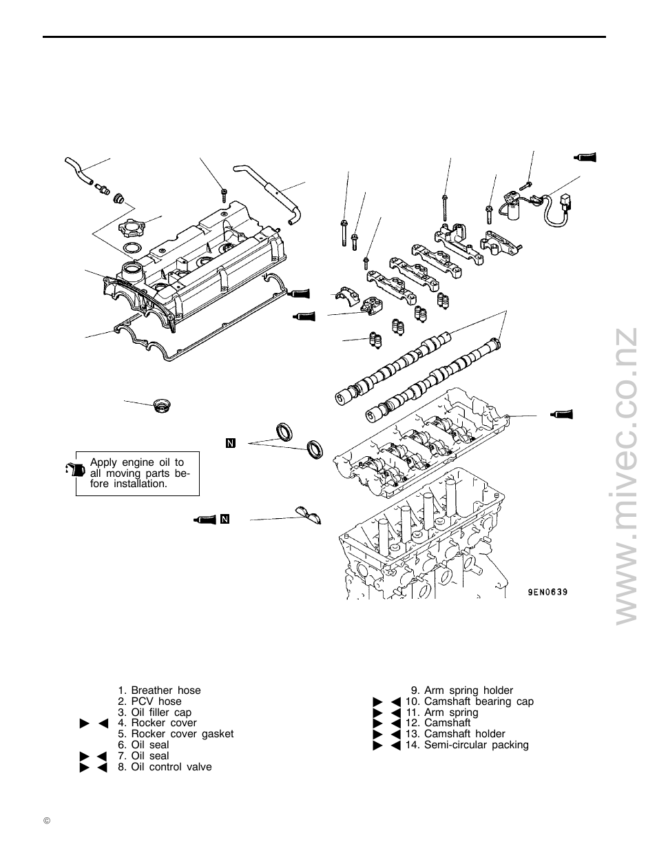8a. rocker cover and camshafts (mivec), 11a-8a-1, 4g9 engine (e - w) | Removal and installation | Mitsubishi Motors 4G9 User Manual | Page 119 / 171