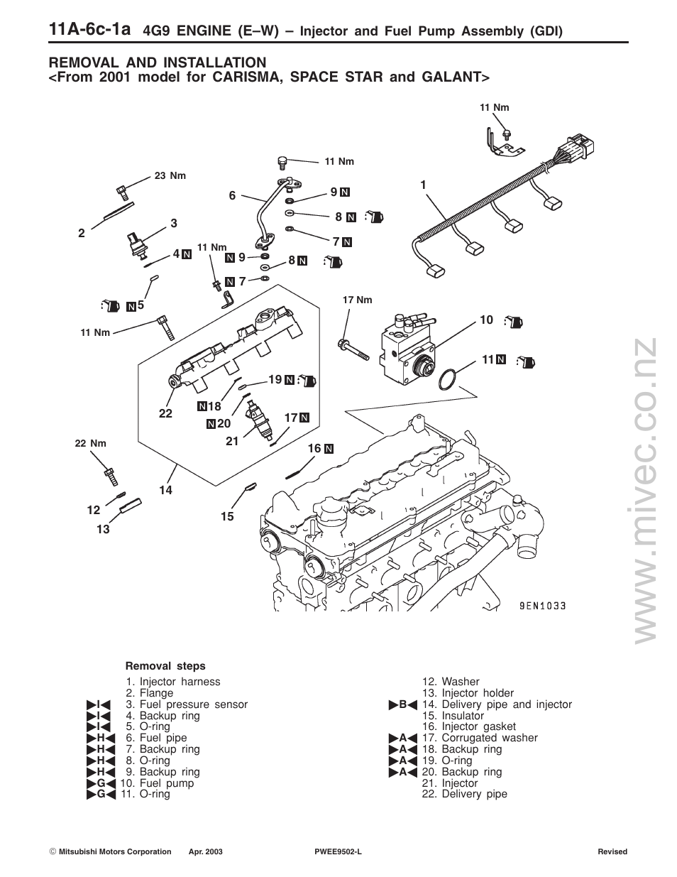 11a-6c-1a, 4g9 engine (e–w) | Mitsubishi Motors 4G9 User Manual | Page 80 / 171