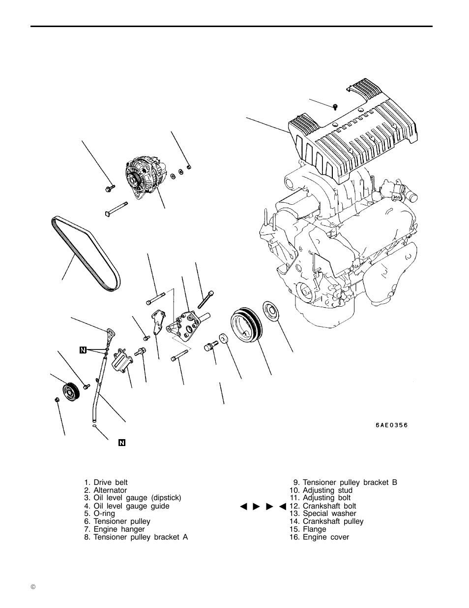 Drive belt, 6a1 engine (e - w), Removal and installation <sohc | Mitsubishi Motors 6A1 User Manual | Page 16 / 83