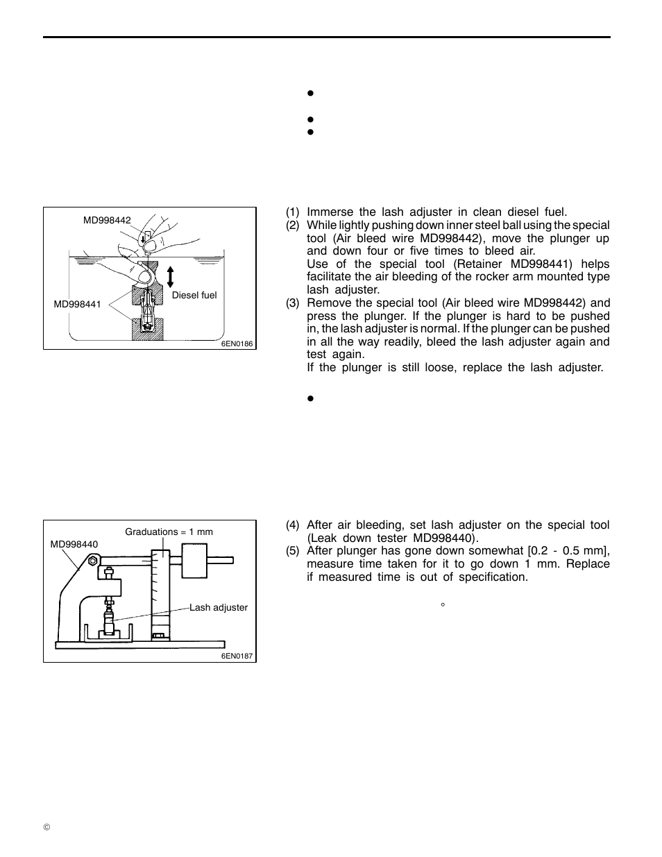 11a-9-4, 6a1 engine (e - w), Lash adjuster leak down test | Mitsubishi Motors 6A1 User Manual | Page 41 / 83