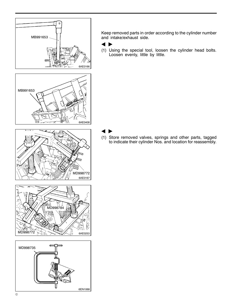 6a1 engine (e - w), Removal service points | Mitsubishi Motors 6A1 User Manual | Page 52 / 83