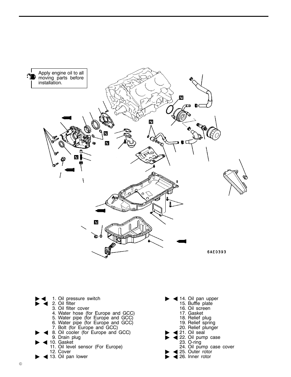 Oil pump case and oil pan, 6a1 engine (e - w), Removal and installation <sohc | Mitsubishi Motors 6A1 User Manual | Page 60 / 83