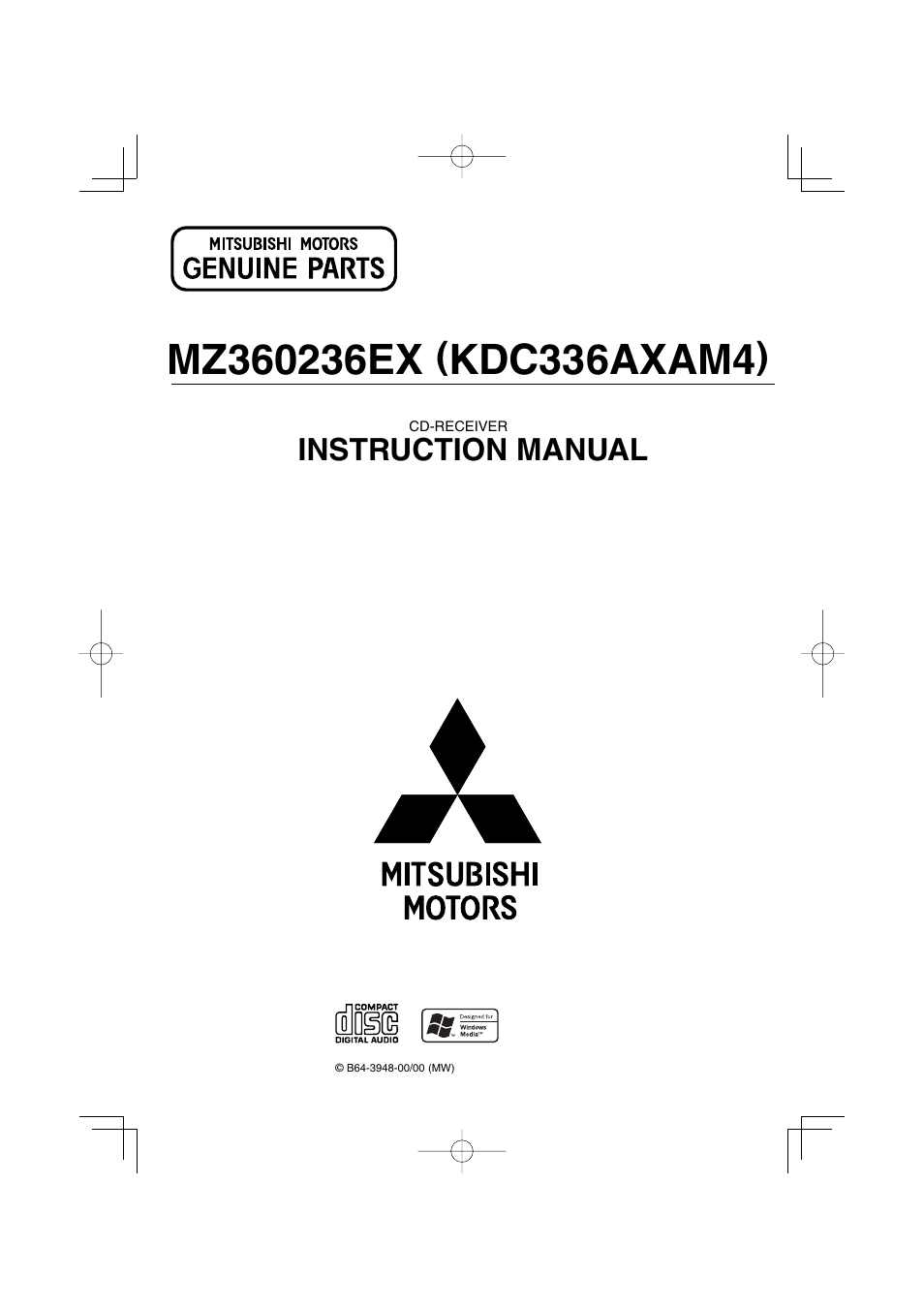 Mitsubishi Motors MZ360236EX (KDC336AXAM4) User Manual | 28 pages