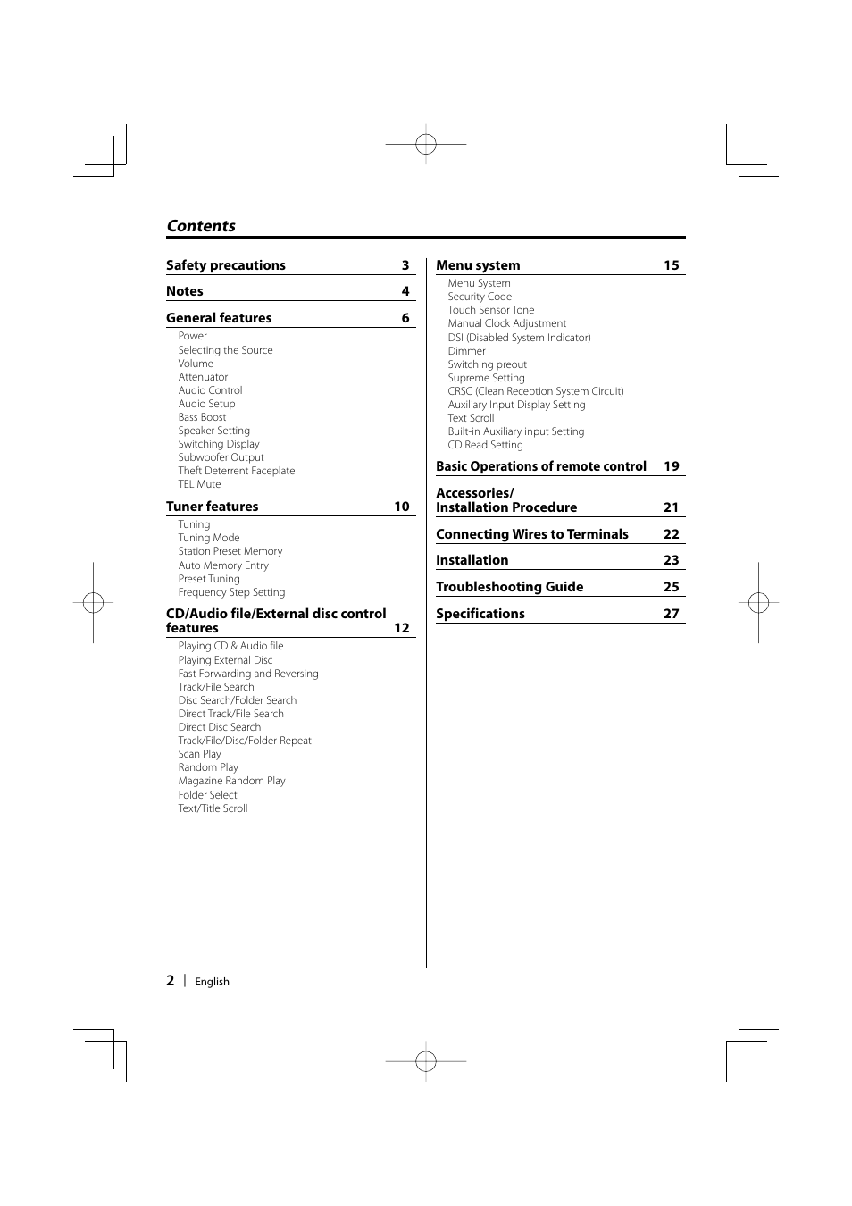 Mitsubishi Motors MZ360236EX (KDC336AXAM4) User Manual | Page 2 / 28