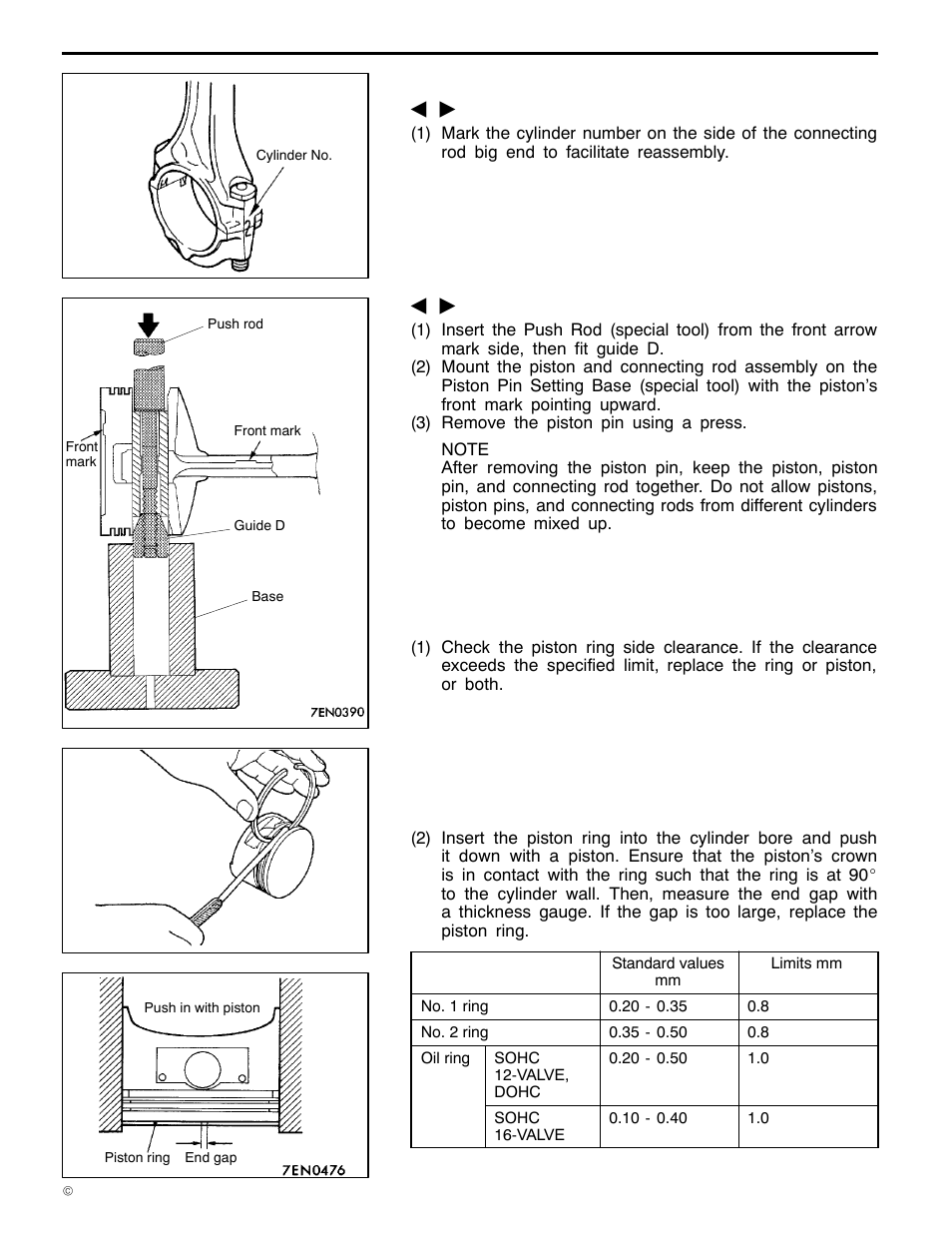 4g1 engine (e - w), Removal service points, Inspection | Mitsubishi Motors 4G1 User Manual | Page 85 / 99