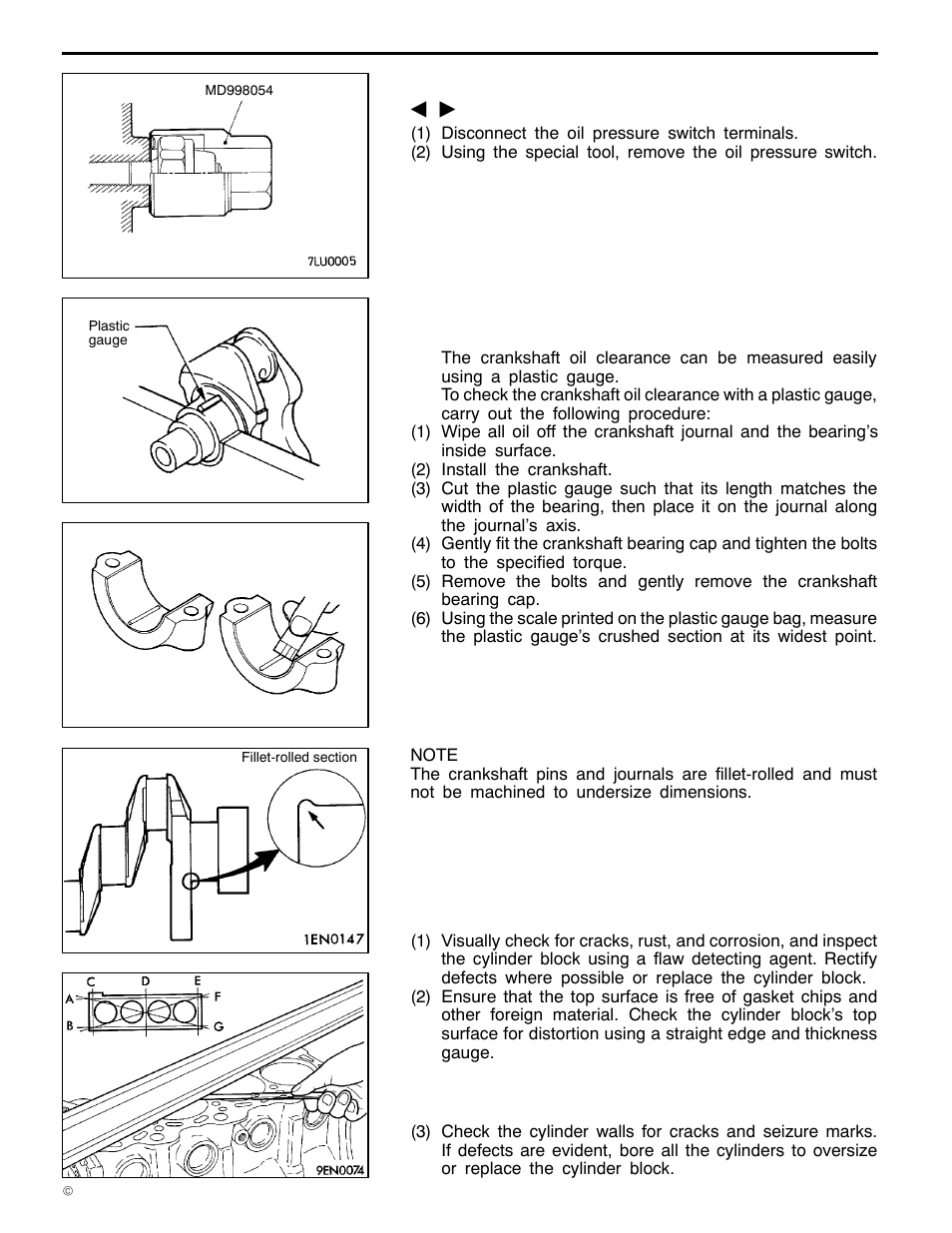 4g1 engine (e - w), Removal service points, Inspection | Mitsubishi Motors 4G1 User Manual | Page 94 / 99