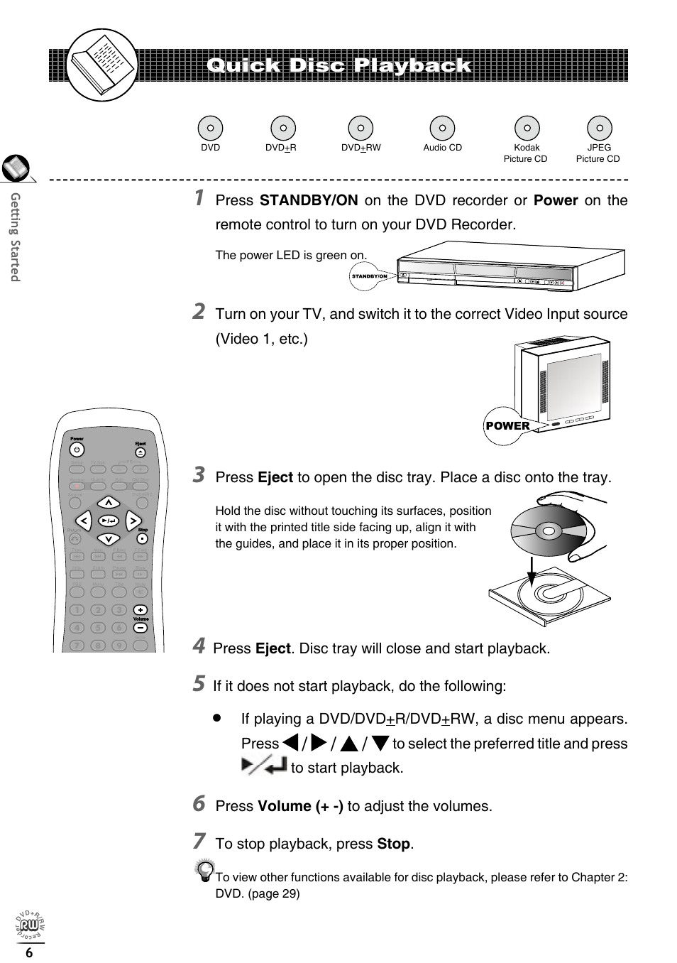 Quick disc playback | Matsui America DVDR100 User Manual | Page 10 / 60