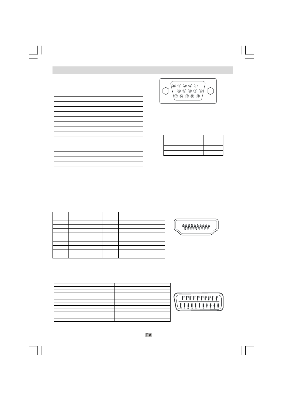 Pin specifications, Hdmi connector pin specifications, Scart connector pin specifications | Matsui America M22LID618 User Manual | Page 44 / 61