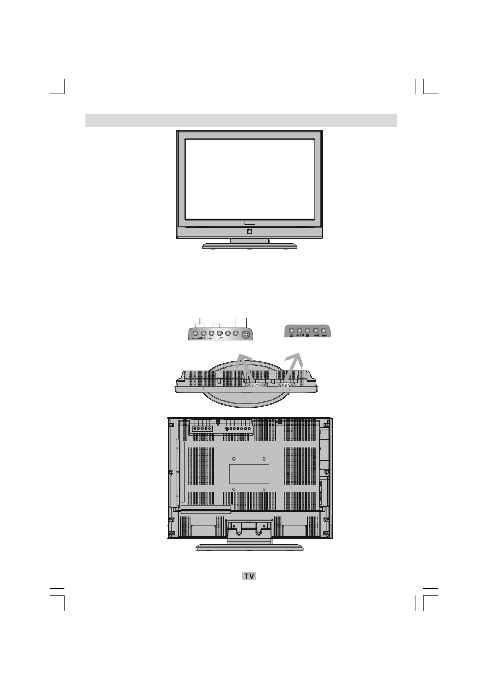 Lcd tv and operating buttons, Front view rear view top view | Matsui America M22LID618 User Manual | Page 9 / 61