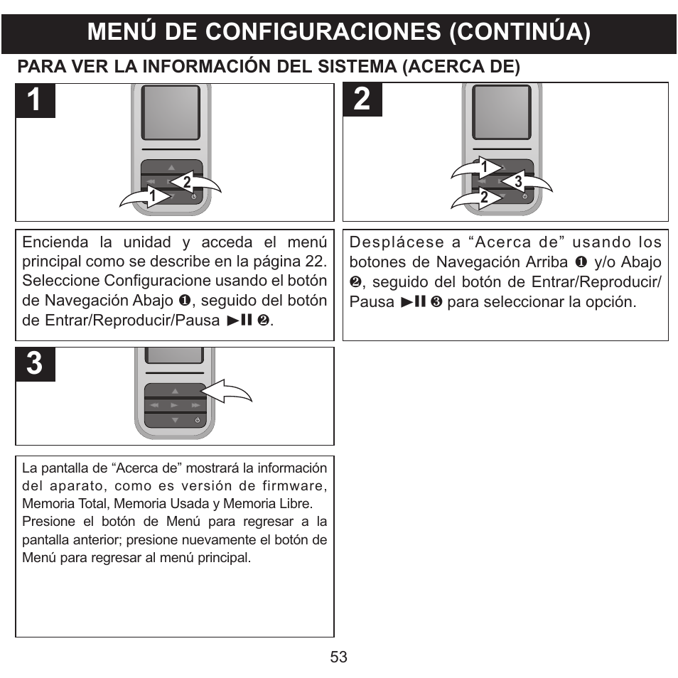Menú de configuraciones (continúa) | Memorex MMP8590-WHT User Manual | Page 115 / 124