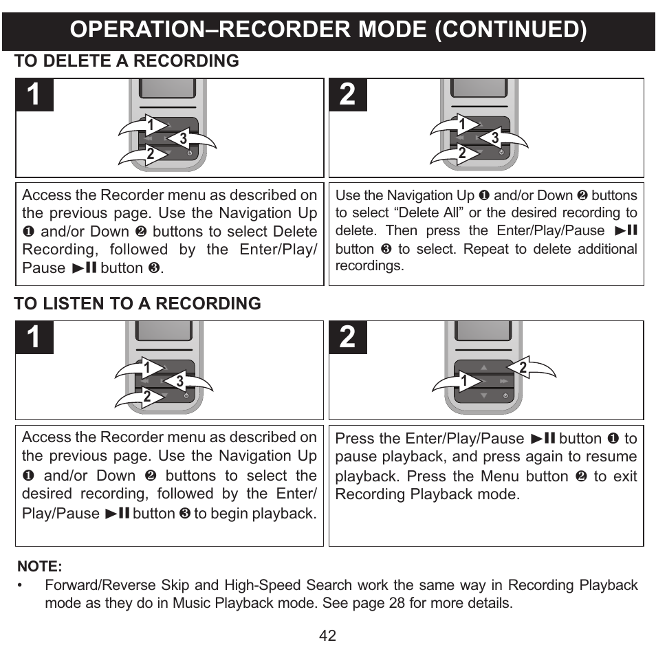 Operation–recorder mode (continued) | Memorex MMP8590-WHT User Manual | Page 43 / 124