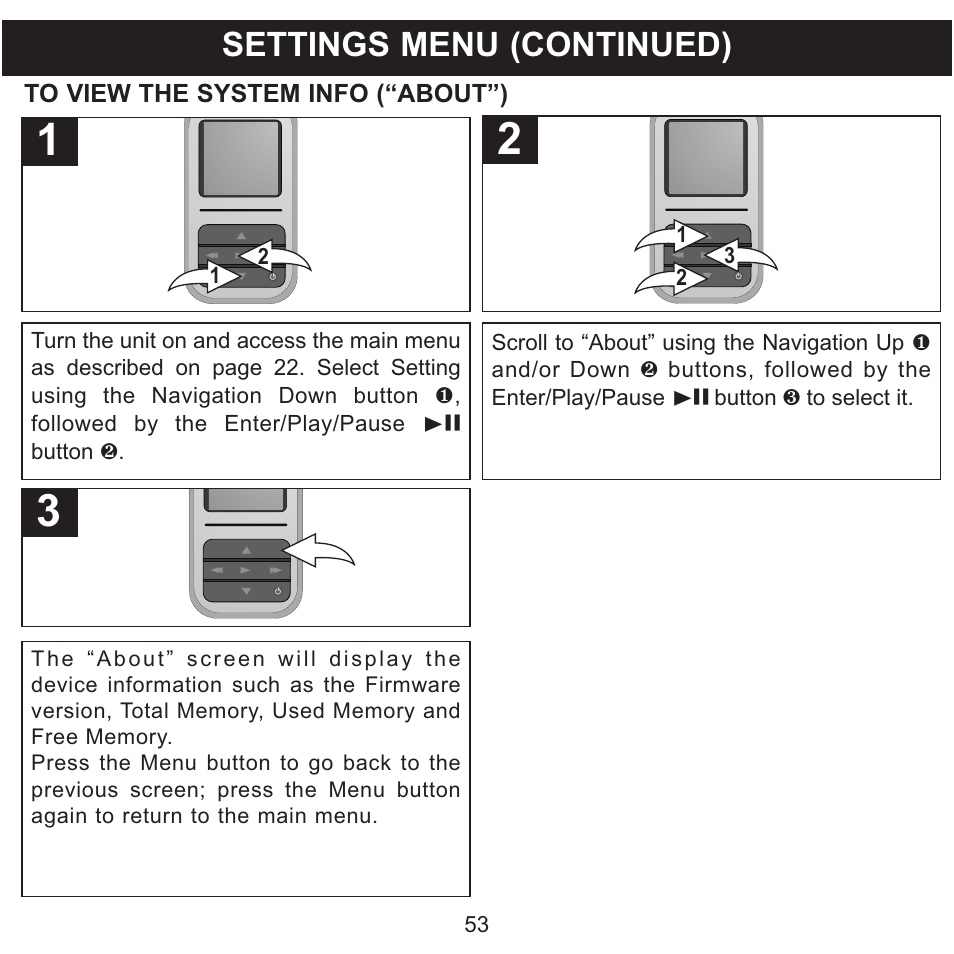 Settings menu (continued) | Memorex MMP8590-WHT User Manual | Page 54 / 124