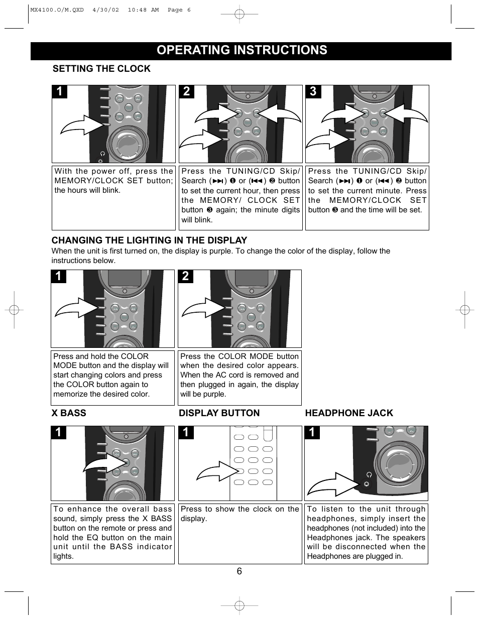 Operating instructions | Memorex MX4100 User Manual | Page 7 / 17