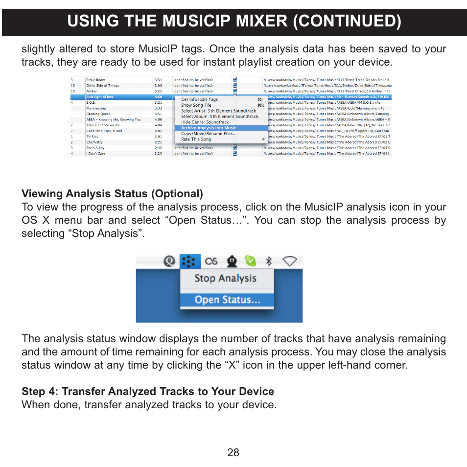 Using the musicip mixer (continued) | Memorex MMP8620 User Manual | Page 28 / 74