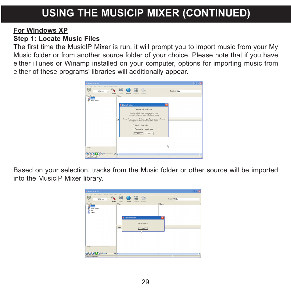 Using the musicip mixer (continued) | Memorex MMP8620 User Manual | Page 29 / 74