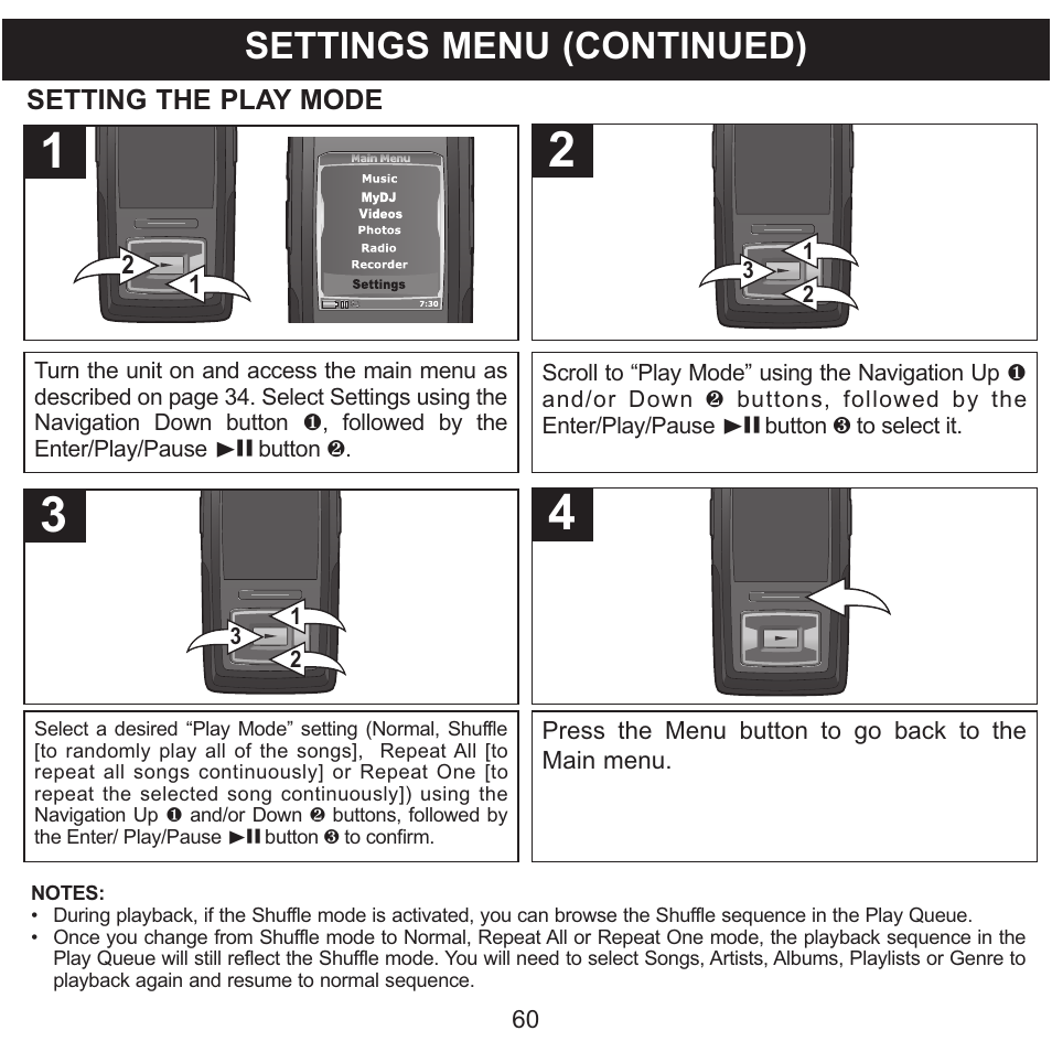 Settings menu (continued) | Memorex MMP8620 User Manual | Page 60 / 74