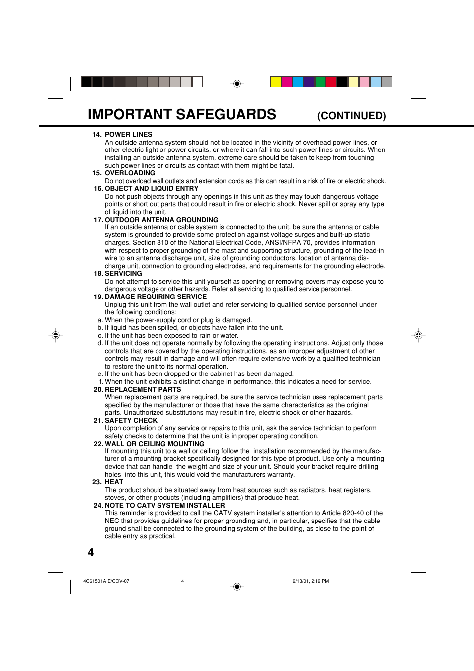 Important safeguards, Continued) | Memorex MVP0028 User Manual | Page 4 / 21
