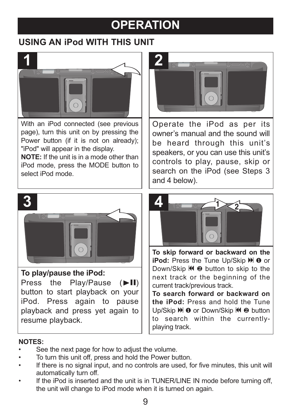 Operation | Memorex iTrek Mi3001 User Manual | Page 10 / 36
