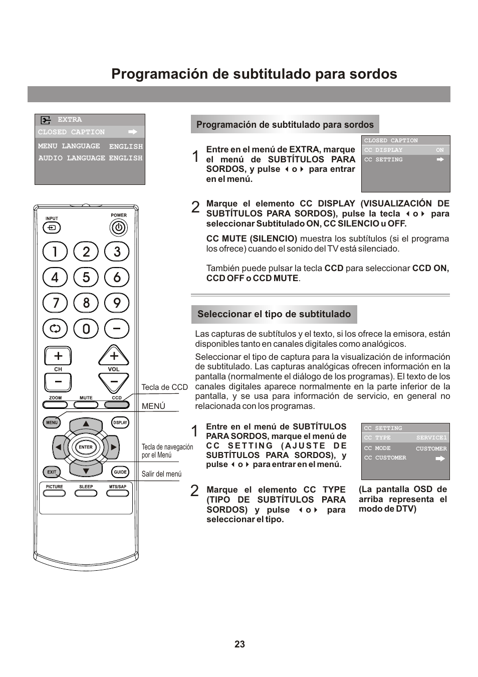 Programación de subtitulado para sordos | Memorex Flat Screen Tv User Manual | Page 59 / 71