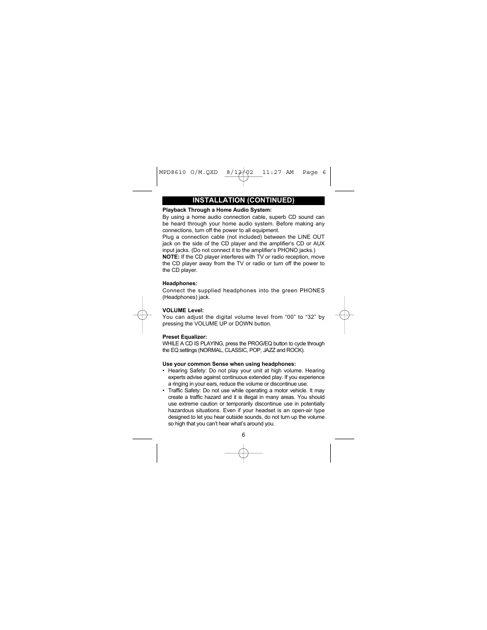 Installation (continued) | Memorex MPD8610 User Manual | Page 7 / 23