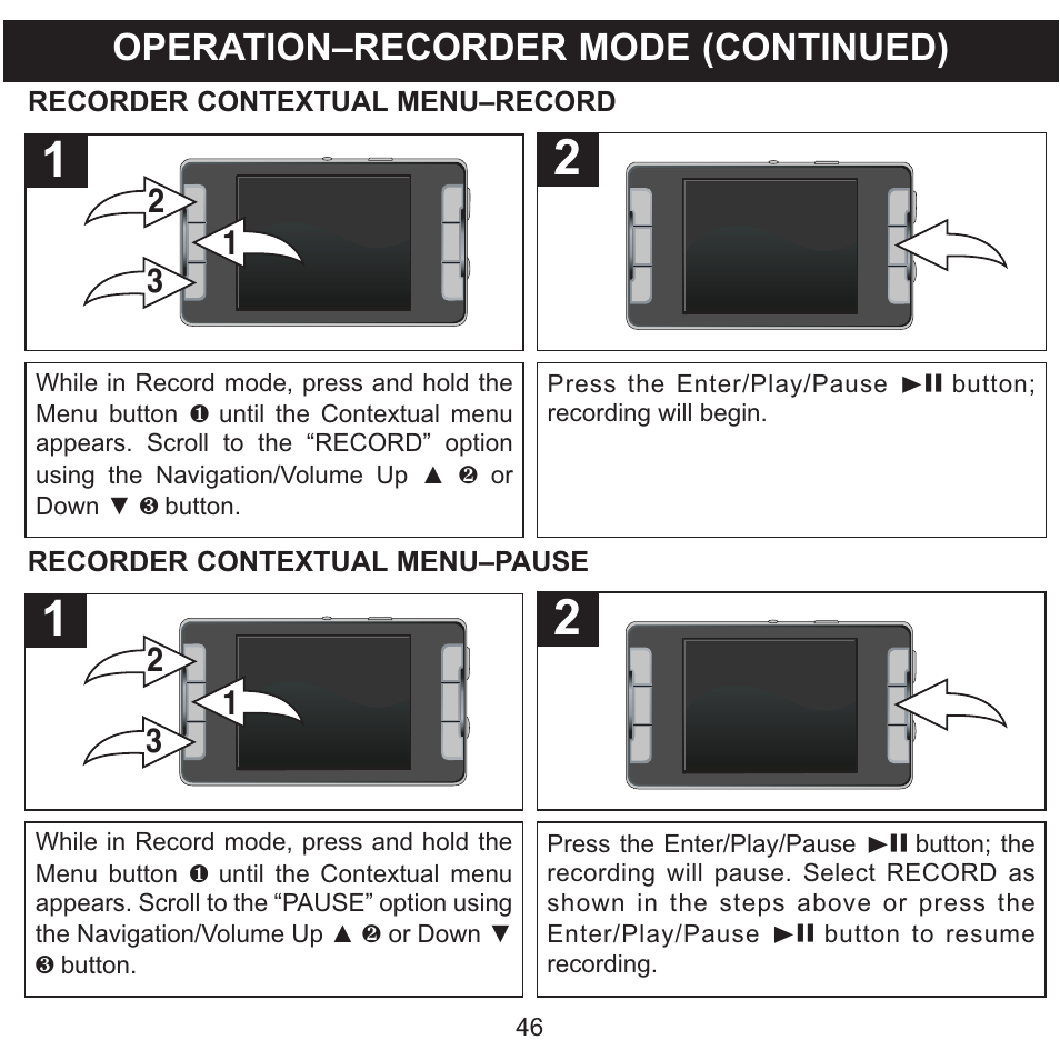 Operation–recorder mode (continued) | Memorex MMP9008 User Manual | Page 47 / 142