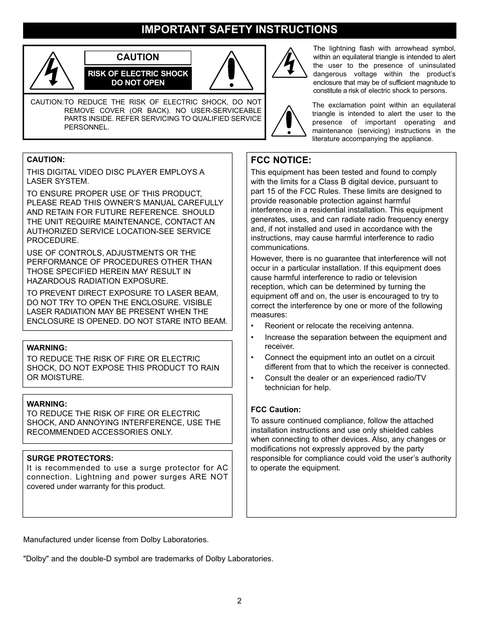 Important safety instructions | Memorex MVD2032 User Manual | Page 3 / 36