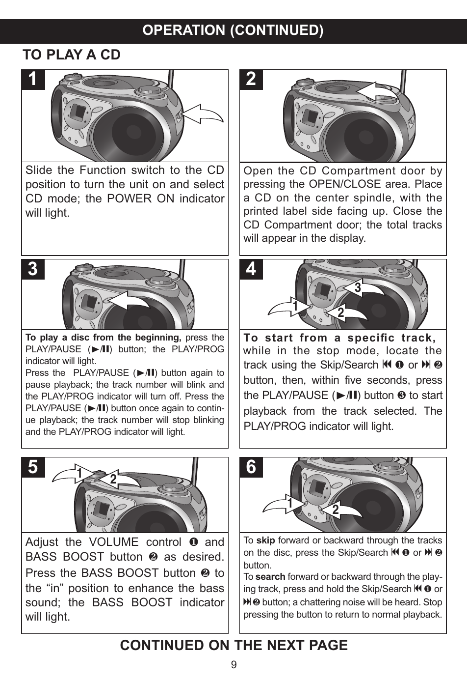 Operation (continued) | Memorex MP3115 User Manual | Page 10 / 17