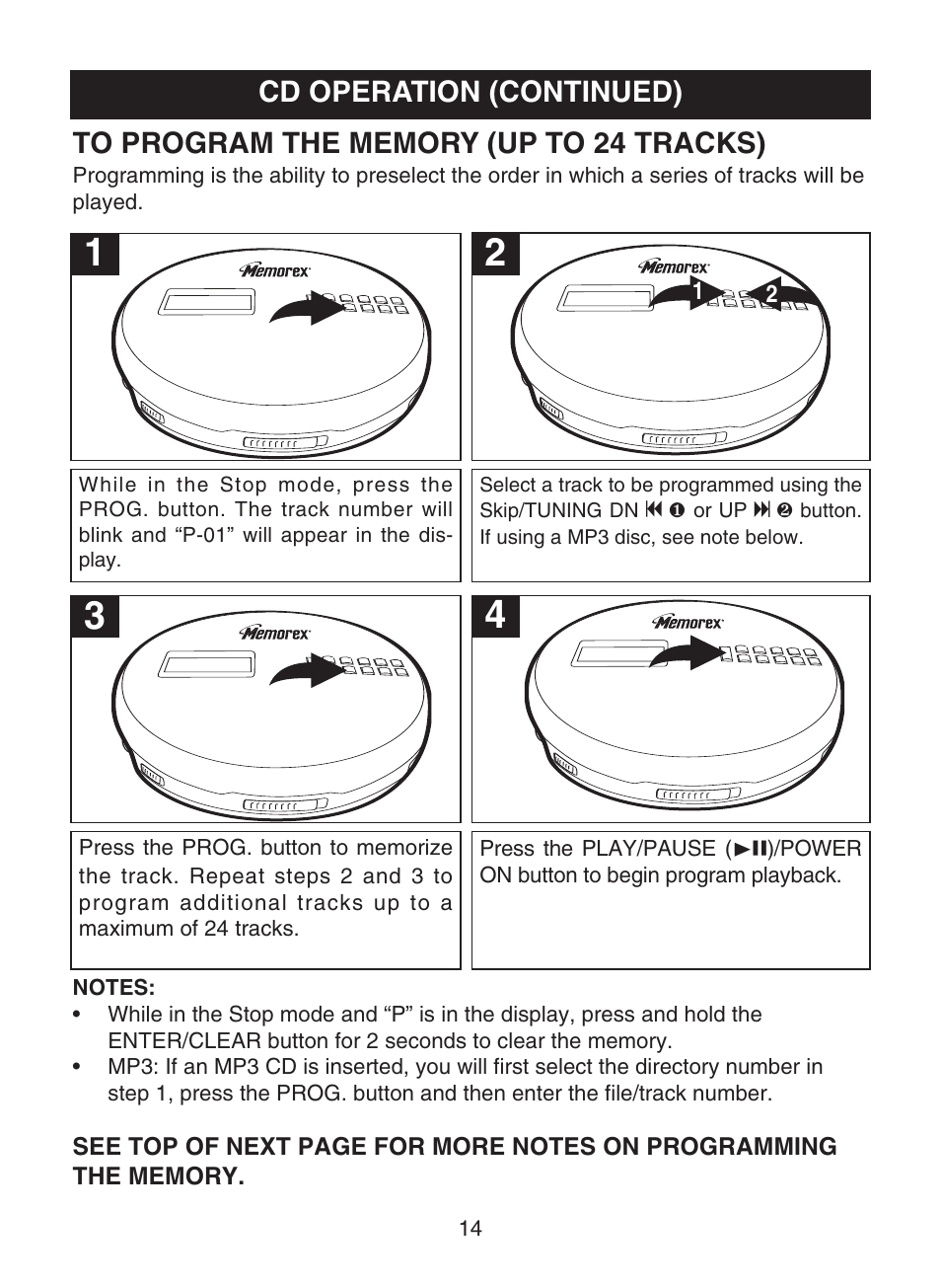 Cd operation (continued) | Memorex MPD8853 User Manual | Page 15 / 24