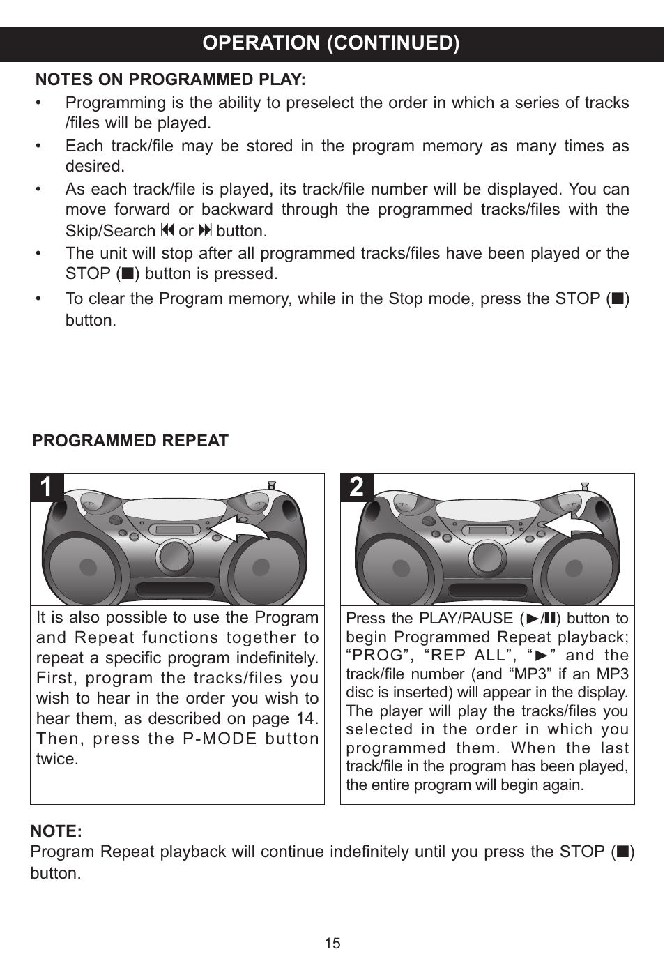 Operation (continued) | Memorex MP3142 User Manual | Page 16 / 22