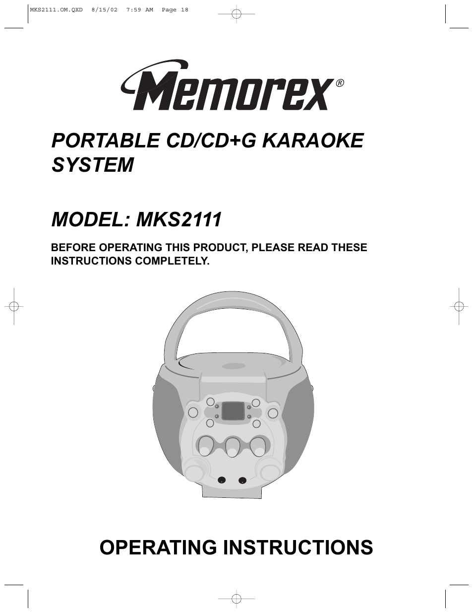Memorex MKS2111 User Manual | 18 pages