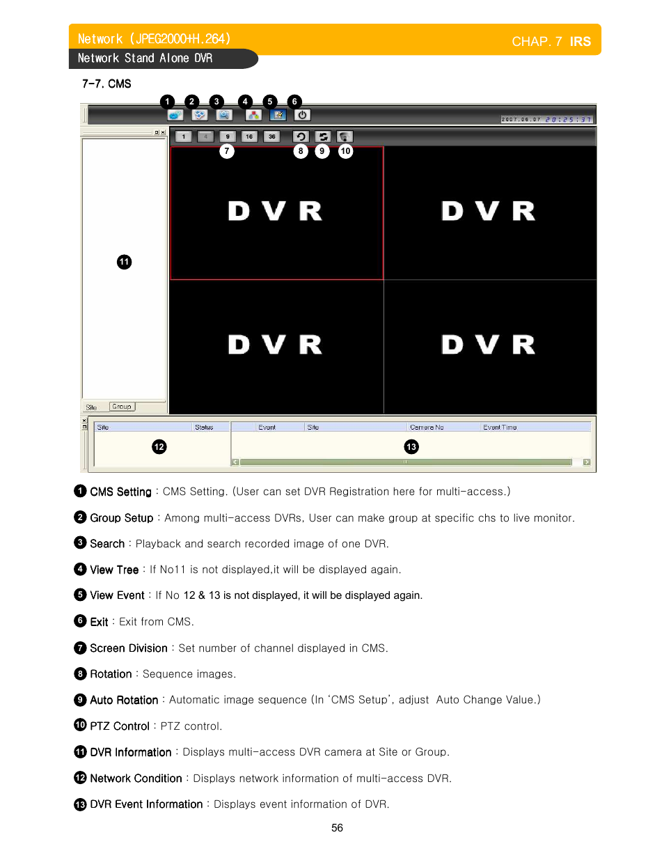 Chap. 7 irs | Memorex DVR H264 User Manual | Page 57 / 73