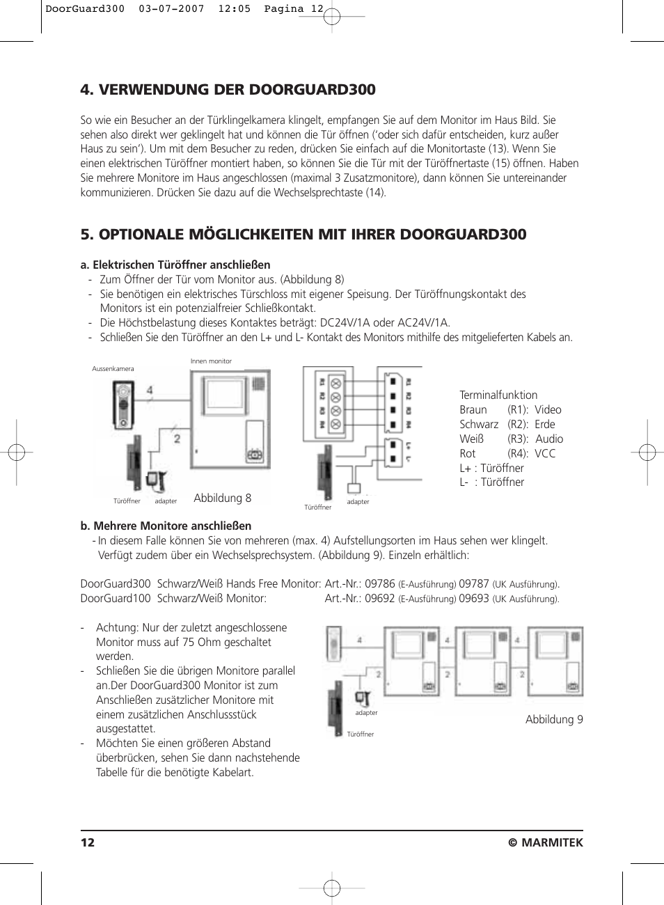 Verwendung der doorguard300, Optionale möglichkeiten mit ihrer doorguard300 | Marmitek DoorGuard 300 User Manual | Page 12 / 40