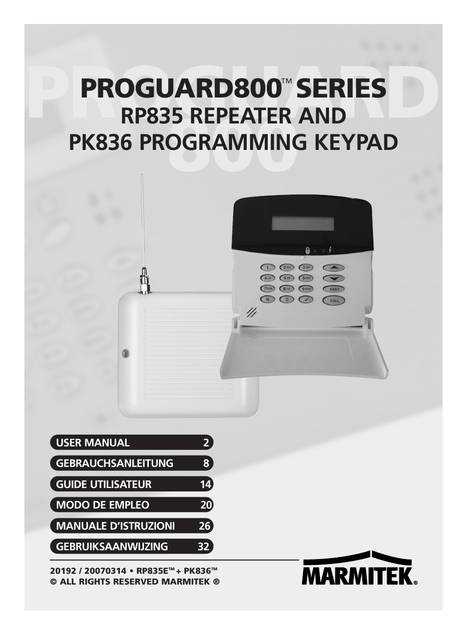 Marmitek PROGUARD800 Series RP835 User Manual | 40 pages