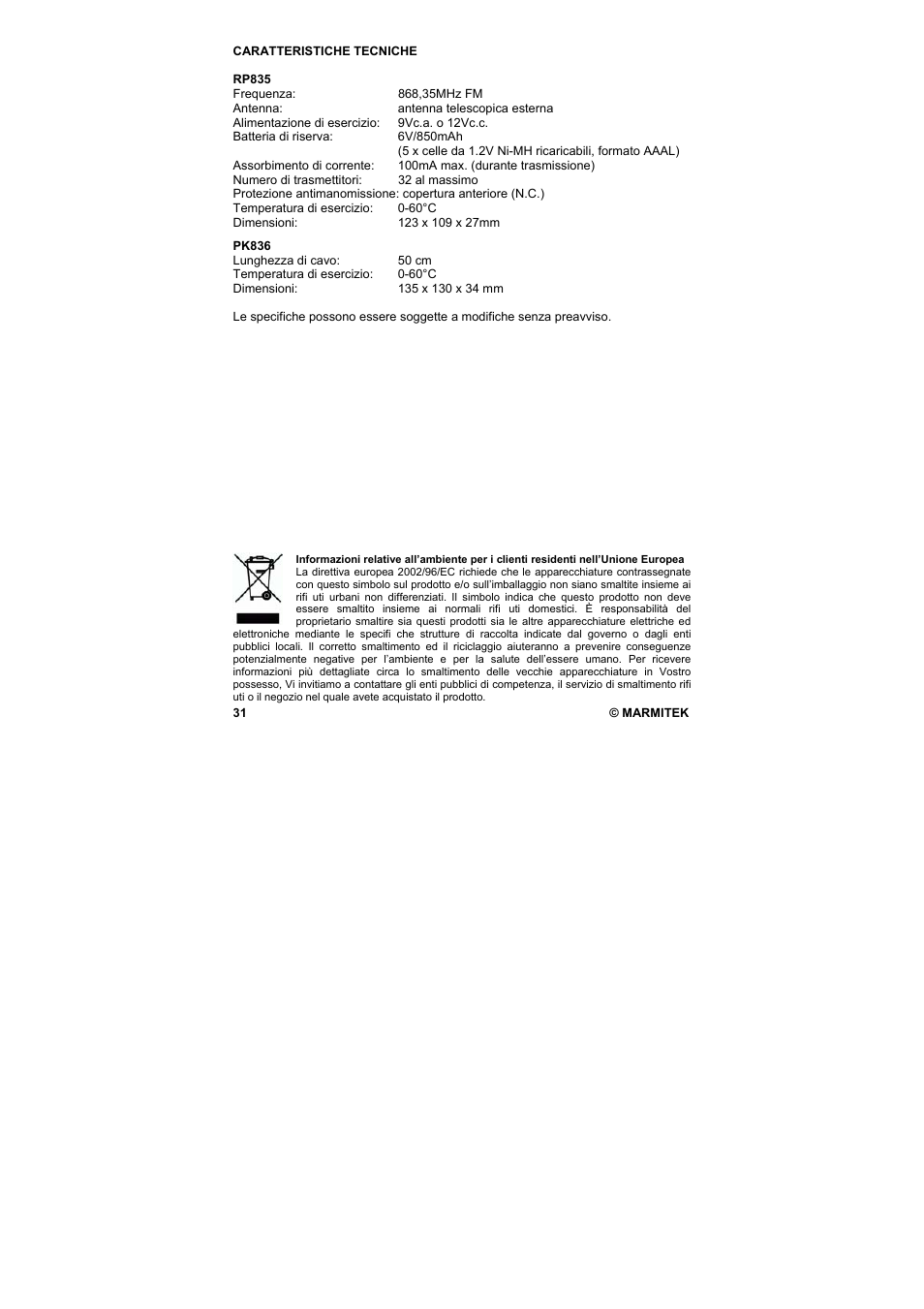 Marmitek PROGUARD800 Series RP835 User Manual | Page 31 / 40