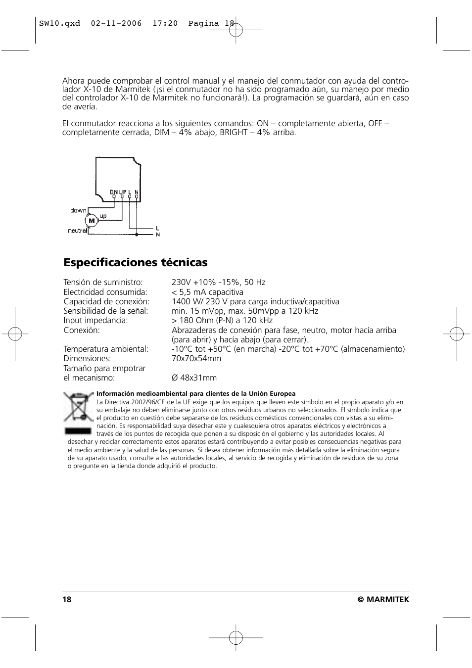 Especificaciones técnicas | Marmitek SW10 User Manual | Page 18 / 28